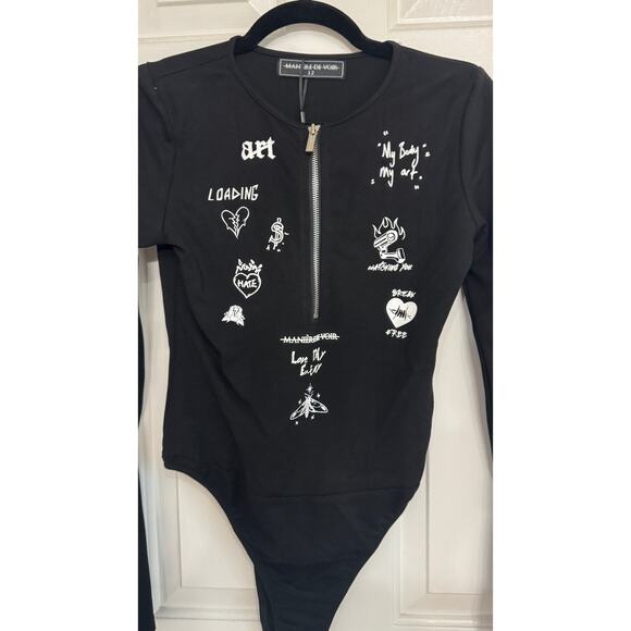MANIERE DE VOIR Black Graffiti Bodysuit - Picture 5 of 9